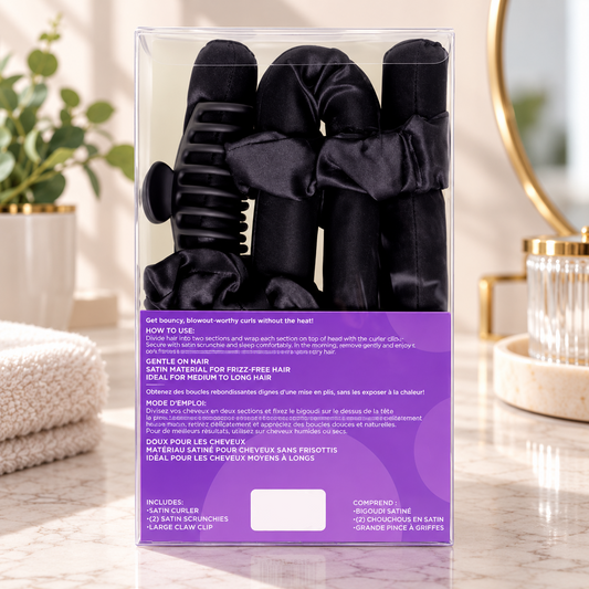 4-Piece Satin Heatless Curler Set