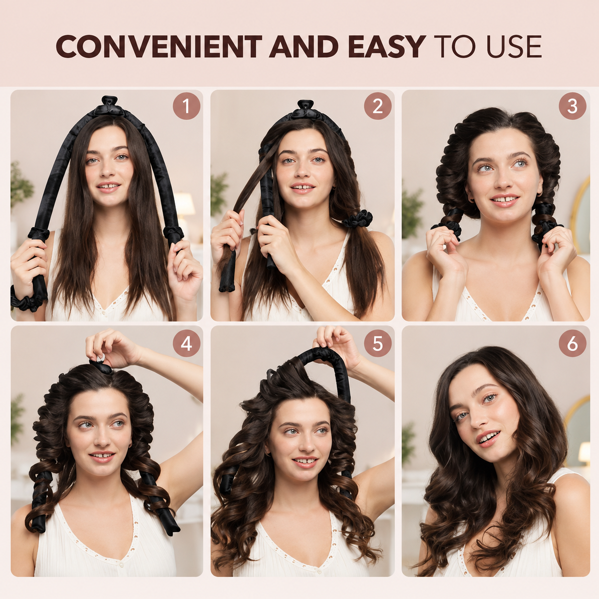 4-Piece Satin Heatless Curler Set