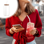 Bamboo Lid Glass Can Cup