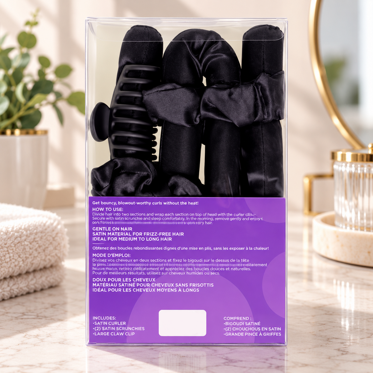4-Piece Satin Heatless Curler Set