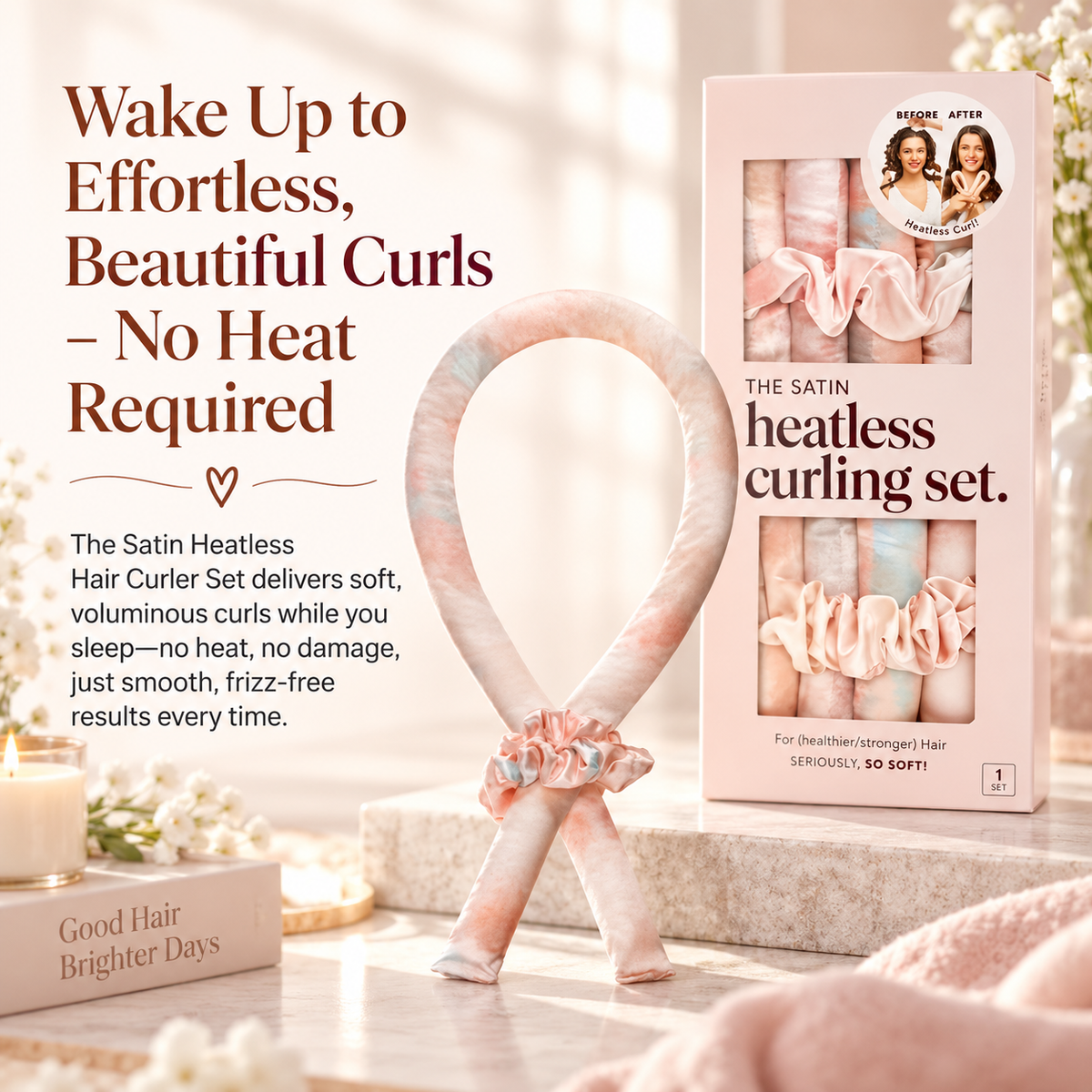 Satin Heatless Curling Rod Set