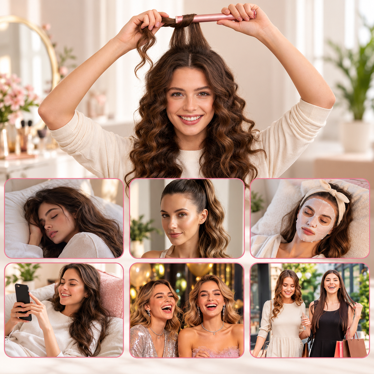6-Piece Satin Heatless Curler Set