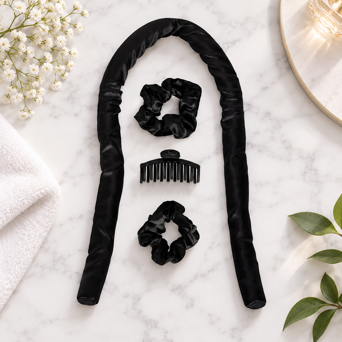 4-Piece Satin Heatless Curler Set