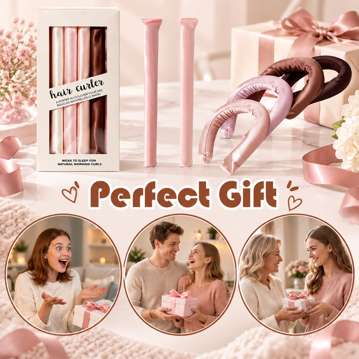 6-Piece Satin Heatless Curler Set
