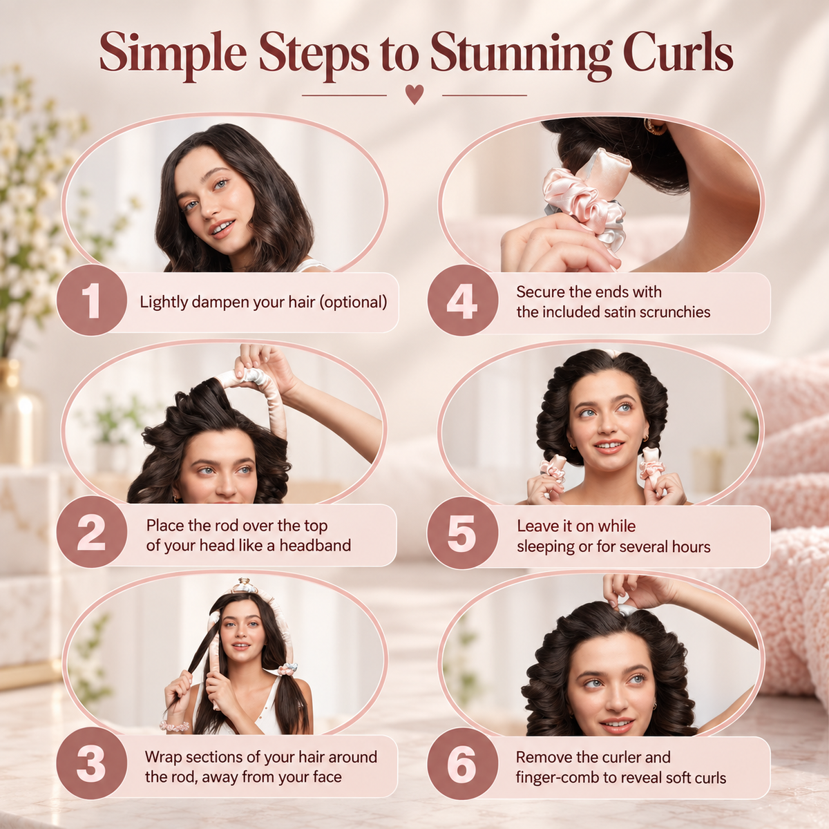 Satin Heatless Curling Rod Set