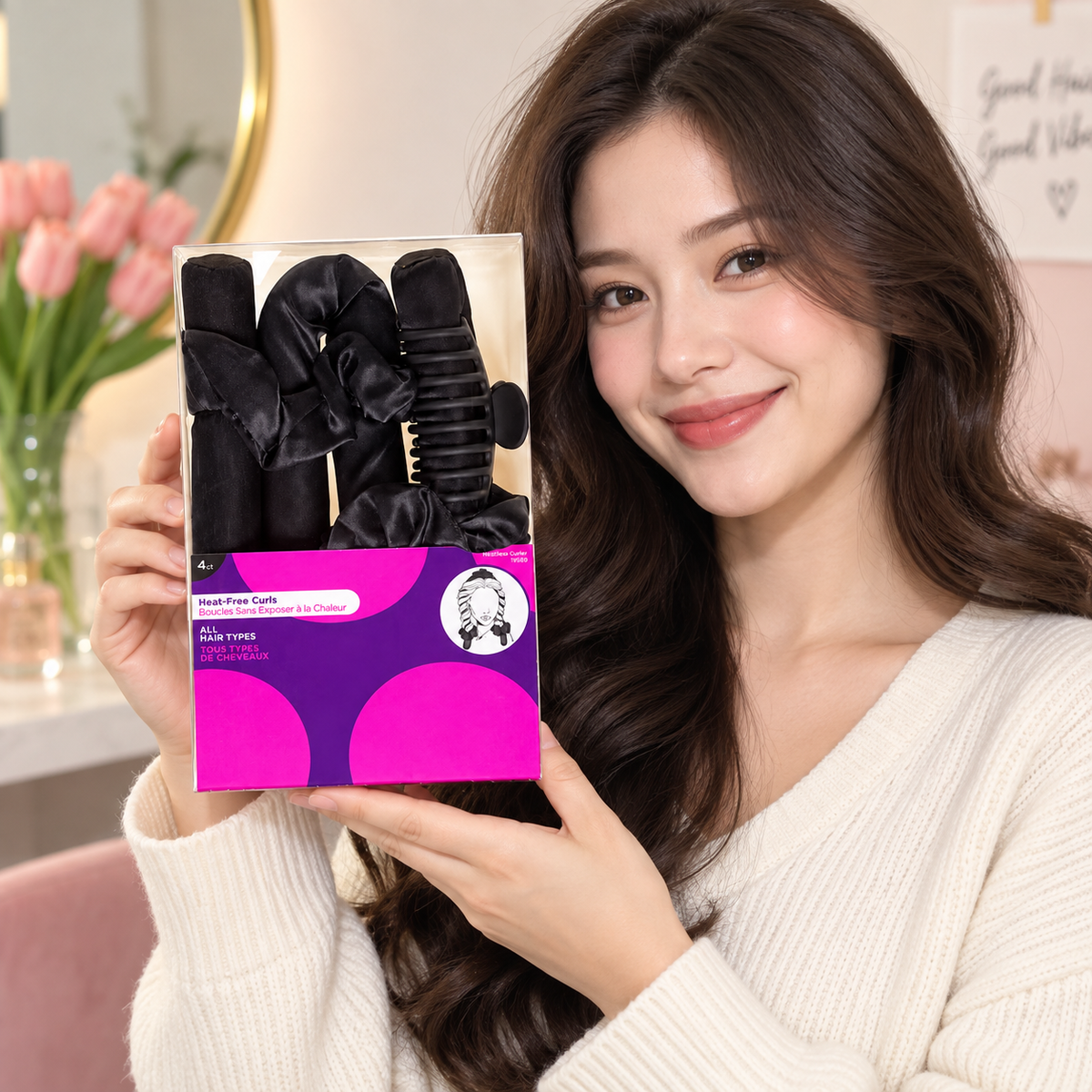 4-Piece Satin Heatless Curler Set
