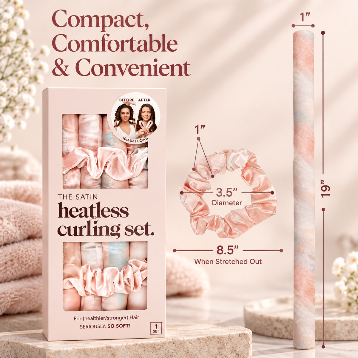 Satin Heatless Curling Rod Set